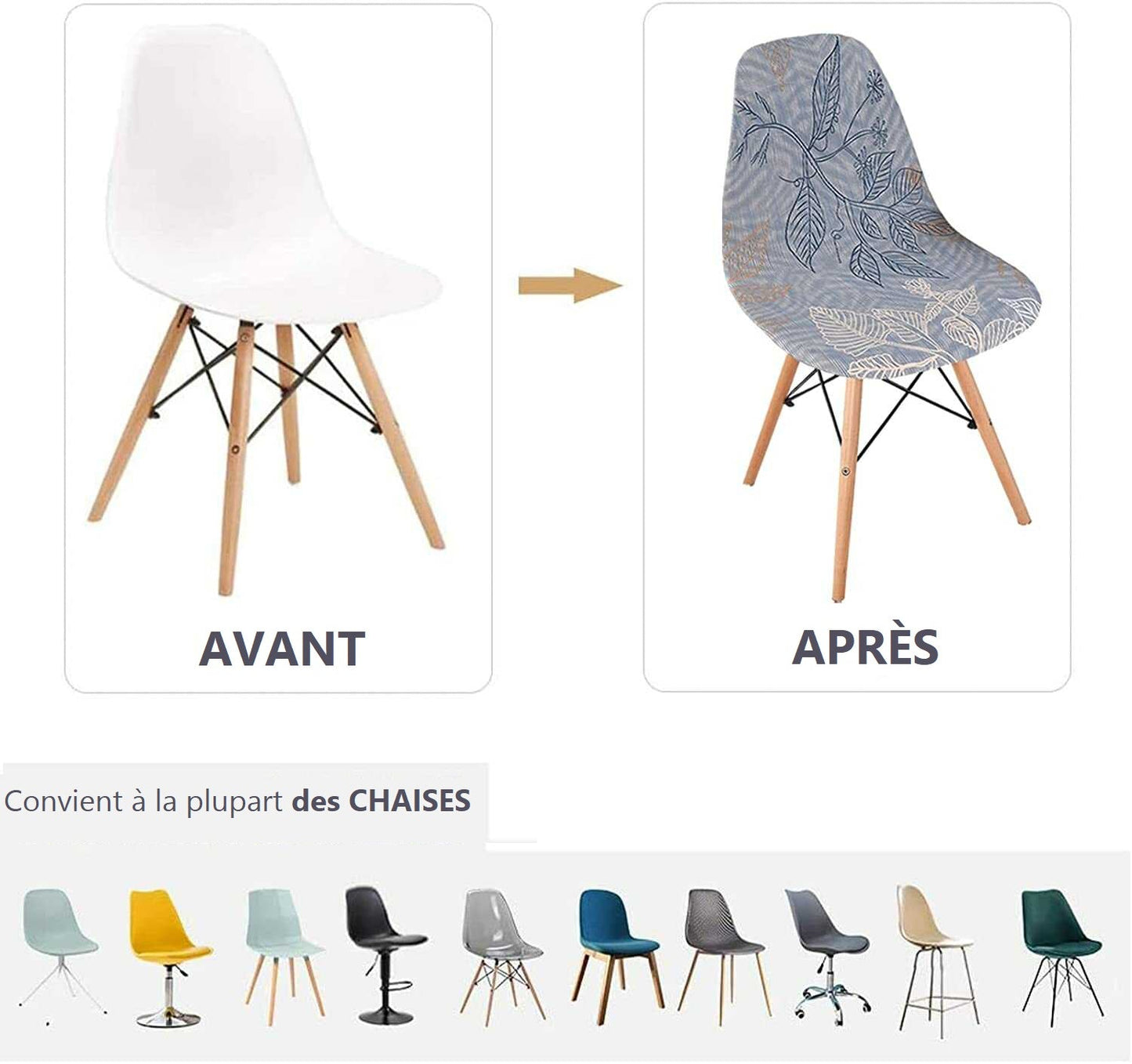 Housse de Chaise Scandinave à Motifs Moderne  - Tissu Épais et Doux