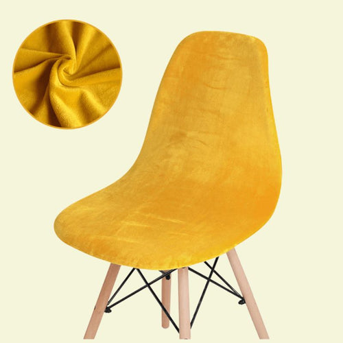 Housse chaise Scandinave <br> Velours Jaune Moutarde