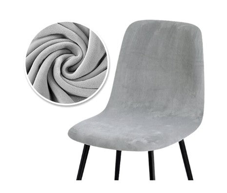Housse de chaise <br> Velours Gris Clair