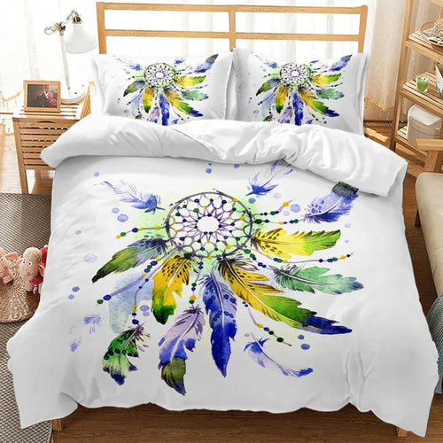 Housse de Couette Attrape Rêve<br> Plumes Multicolores