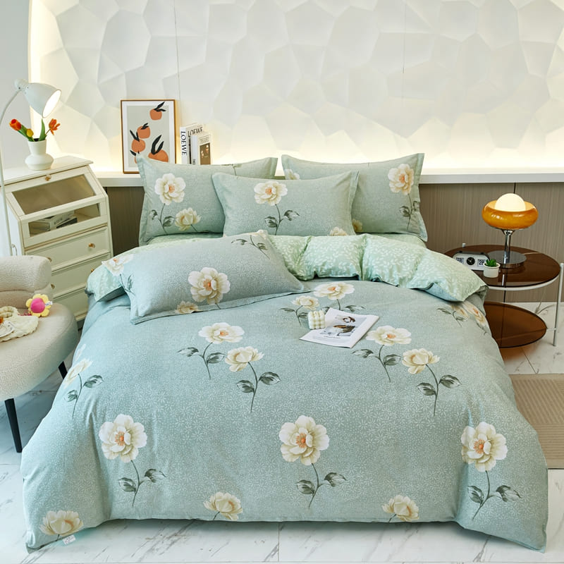 Housse de Couette <br> Camélia Vert
