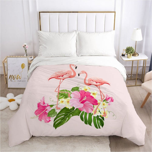 Housse de Couette Tropicale <br> Flamant Rose