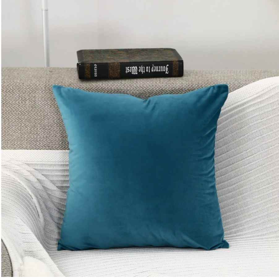 Housse de coussin 40x40 <br> Velours Vert canard