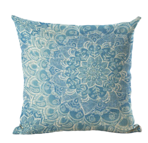 Housse de coussin 40x40 <br> Mandala Bleu Ciel