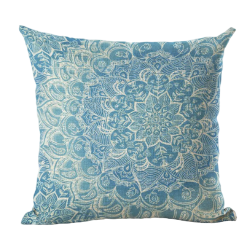 Housse de coussin 40x40 <br> Mandala Bleu Ciel