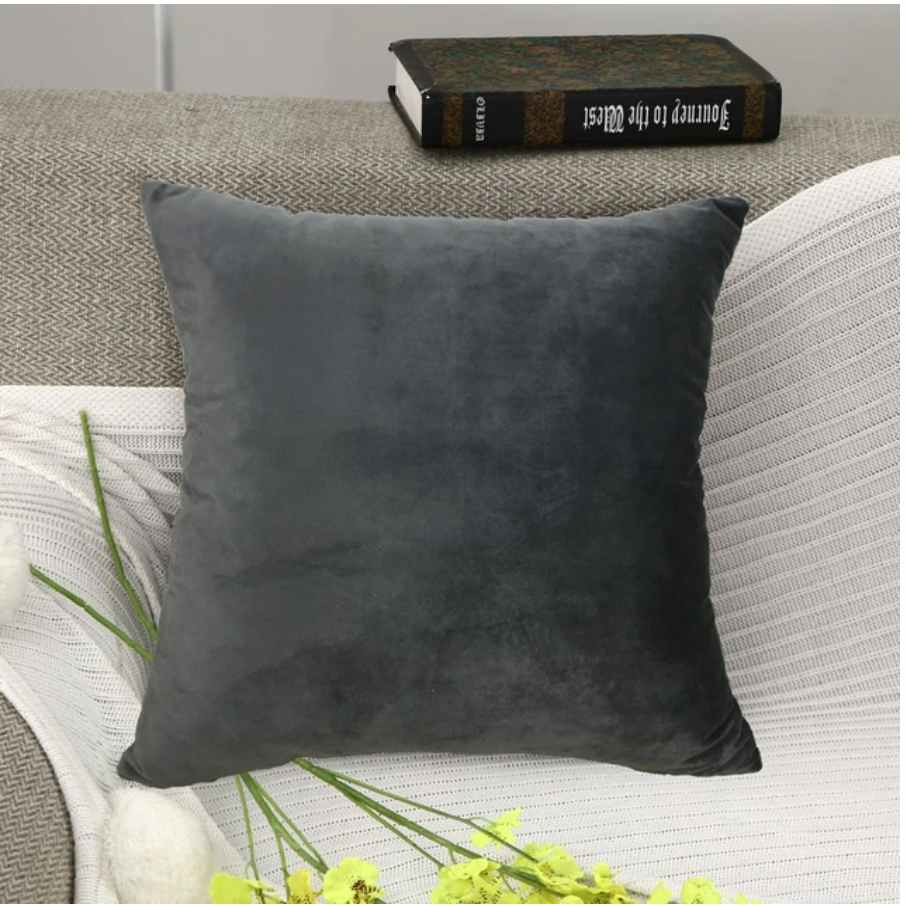 Housse de coussin <br> Velours Gris