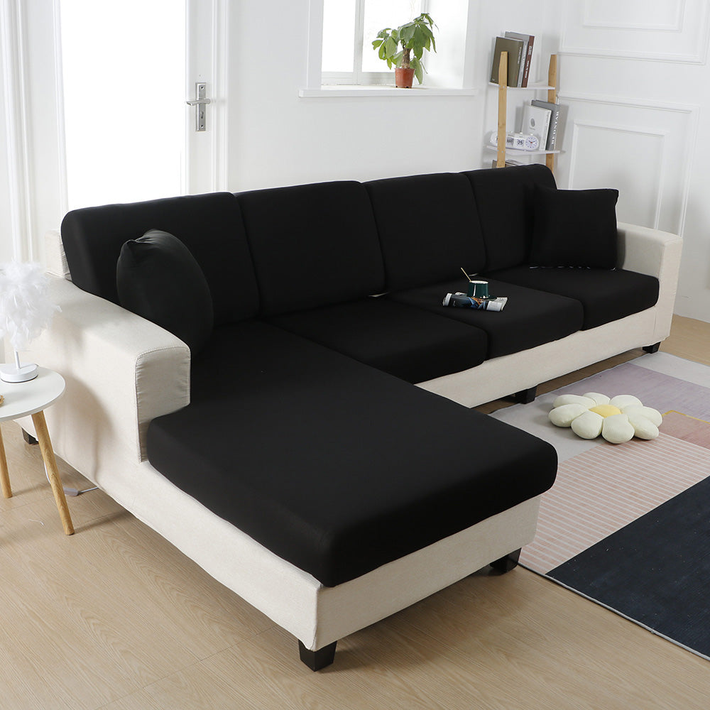 Housse de Coussin Canapé <br> Extensible Noire
