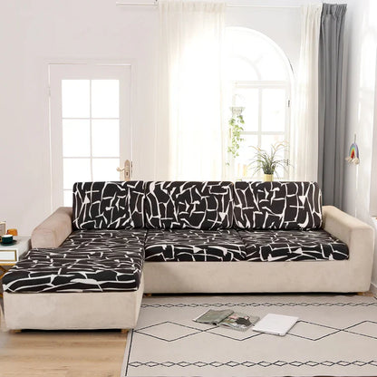 Housse de Coussin Canapé <br> Imprimée Noir et Blanc