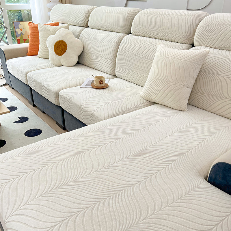 Housse de Coussin Canapé <br> Jacquard Antidérapante Blanc