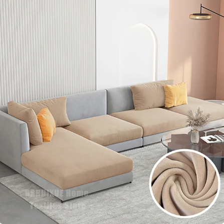 Housse de Coussin Canapé <br> Velours Beige Gris