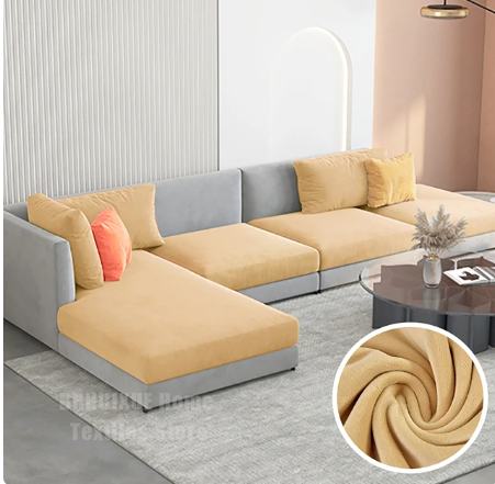 Housse de Coussin Canapé <br> Velours Beige