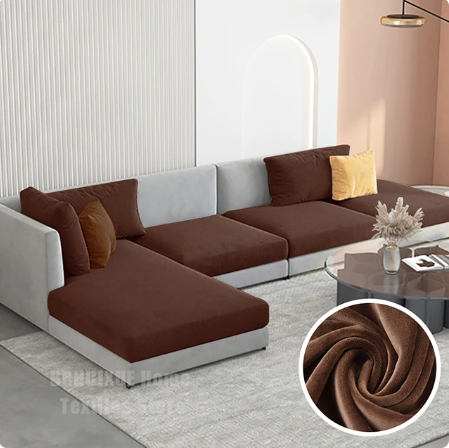 Housse de Coussin Canapé <br> Velours Café