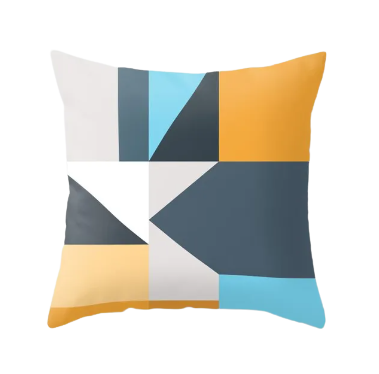 Housse de coussin Géométrique <br> Jaune et Bleu