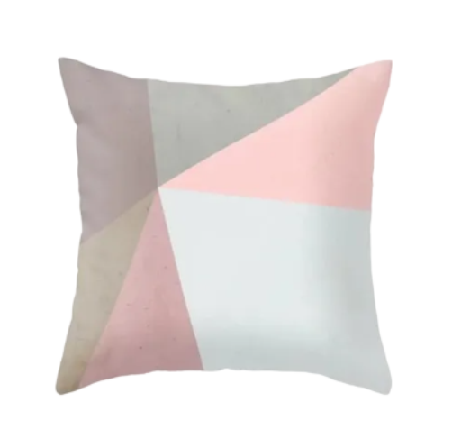 Housse de coussin Géométrique <br> Rose et Gris