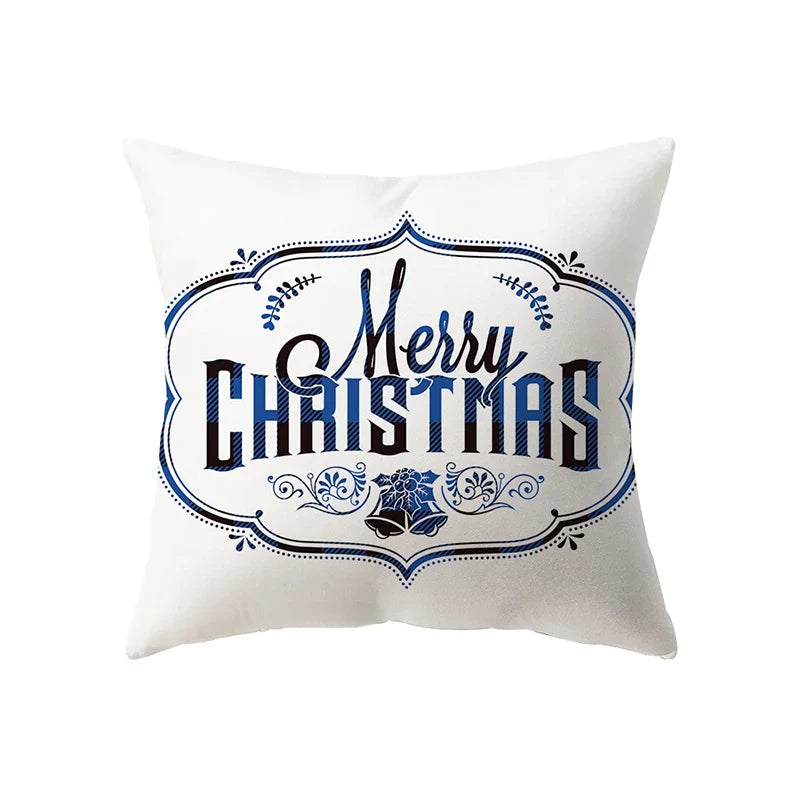 Housse de coussin <br> Merry Christmas Blanc