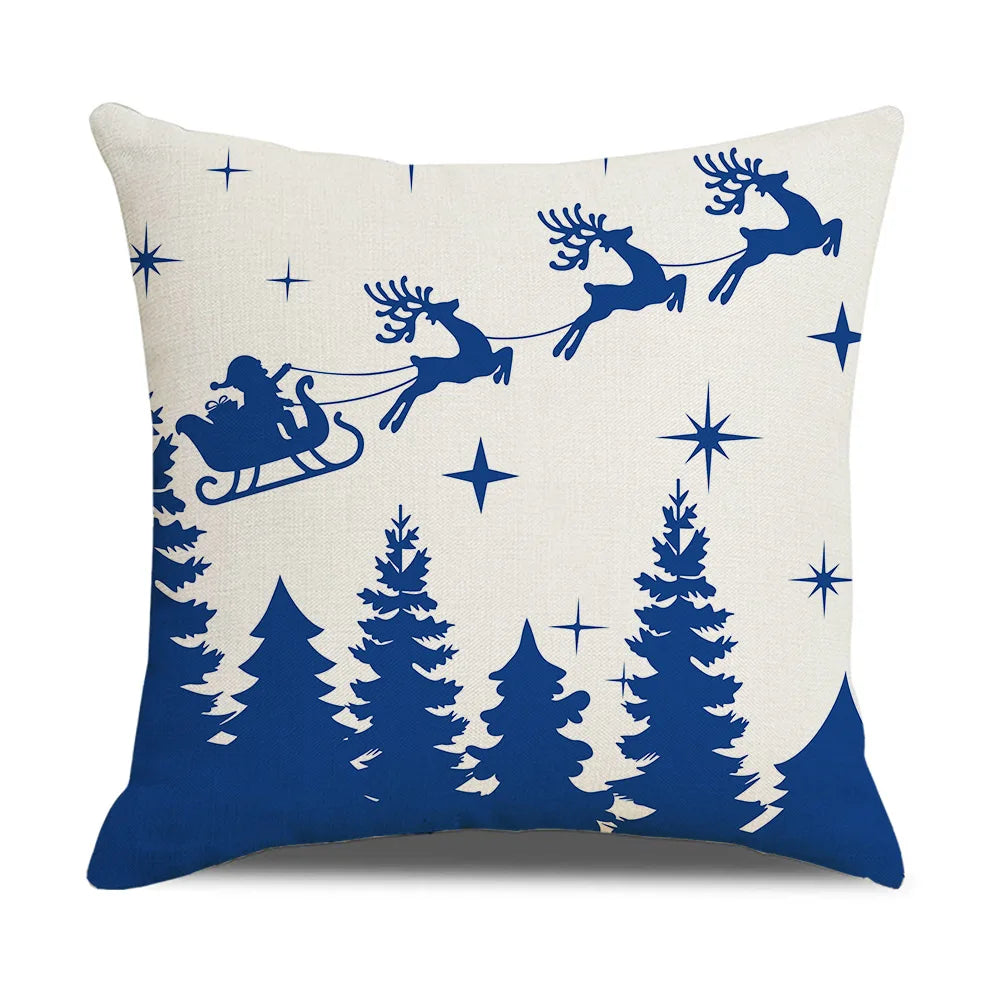 Housse de coussin <br> Merry Christmas Bleu