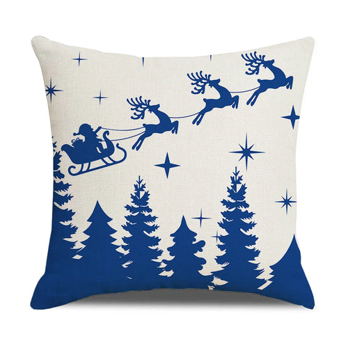 Housse de coussin <br> Merry Christmas Bleu