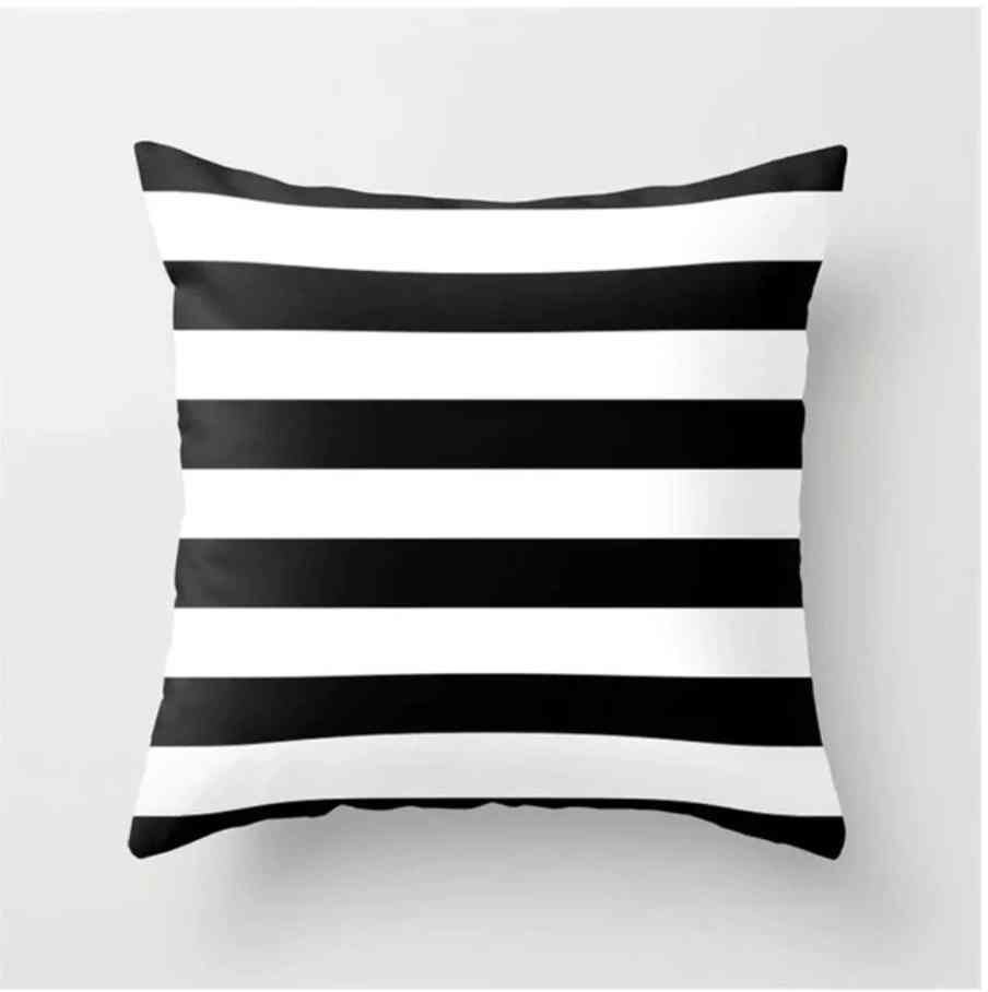 Housse de coussin <br> Rayé noir et blanc