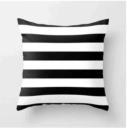 Housse de coussin <br> Rayé noir et blanc