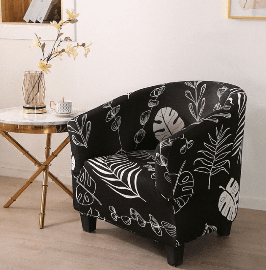 Housse fauteuil Cabriolet <br> Fleurie Noire
