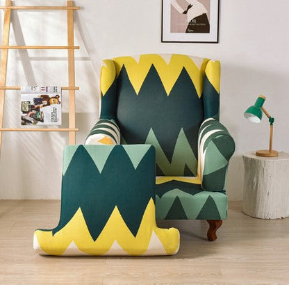 Housse fauteuil Crapaud <br> Géométrique Vert Jaune