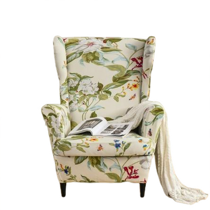 Housse fauteuil <br> Extensible Fleurie Blanche