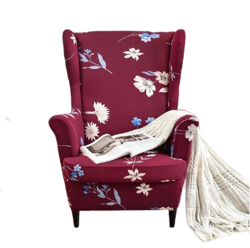 Housse fauteuil <br> Extensible Fleurie Grenat