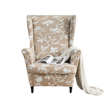 Housse fauteuil <br> Extensible Florale Beige