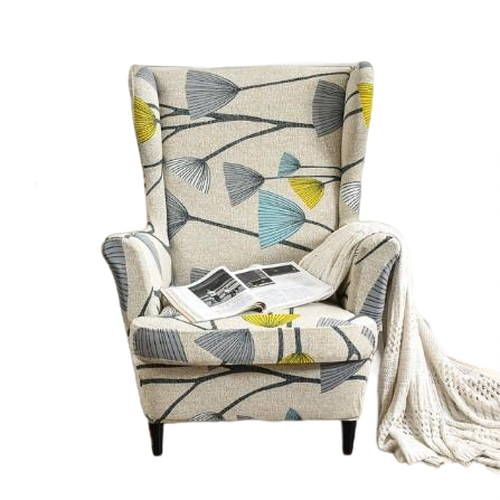 Housse fauteuil <br> Extensible Florale Grise