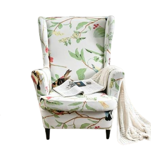 Housse fauteuil <br> Extensible Florale  Verte