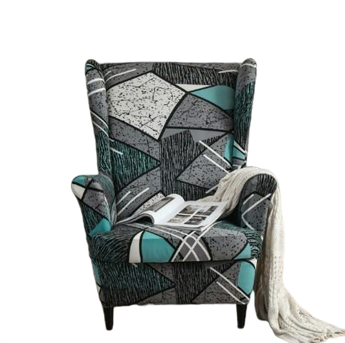 Housse fauteuil <br> Extensible Géométrique Bleue