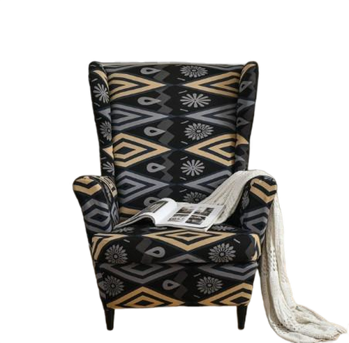 Housse fauteuil Extensible <br> Géométrique Gris et Beige