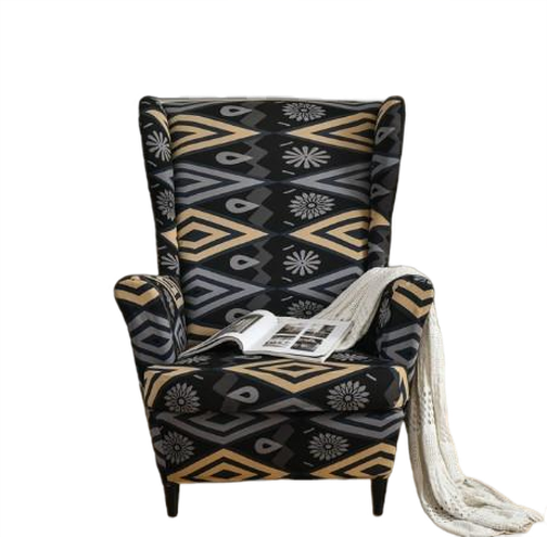 Housse fauteuil Extensible <br> Géométrique Gris et Beige