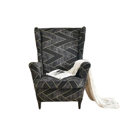 Housse fauteuil <br> Extensible Géométrique Noire