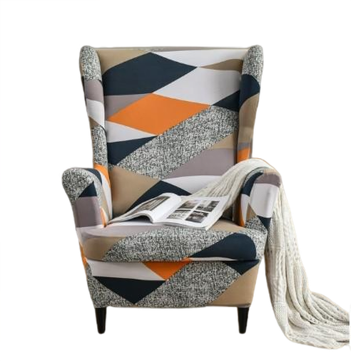 Housse fauteuil Extensible <br> Géométrique Orange et Bleu