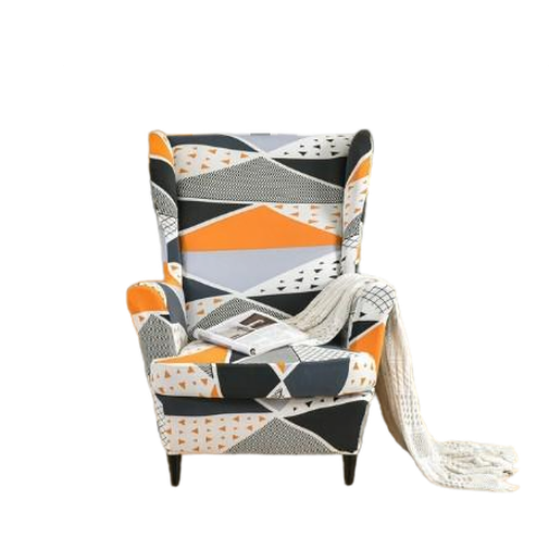 Housse fauteuil <br> Extensible Géométrique Orange