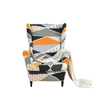 Housse fauteuil <br> Extensible Géométrique Orange