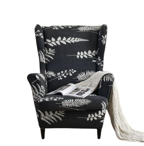 Housse fauteuil <br> Extensible Tropicale Noir et Blanc