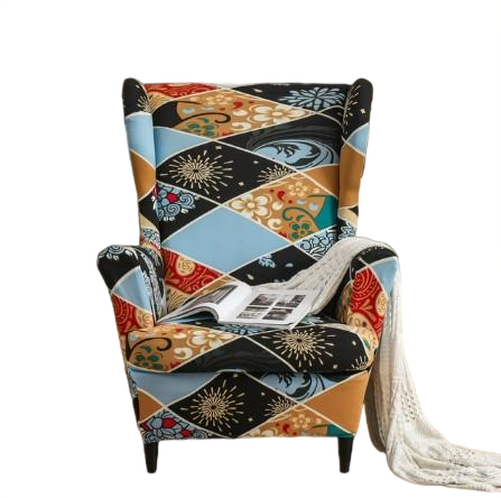 Housse fauteuil <br> Extensible Géométrique Multicolore