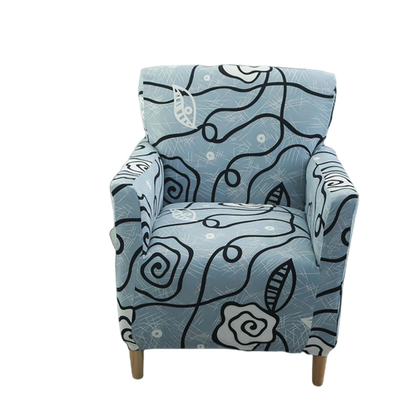 Housse fauteuil Scandinave <br> Fleurie Bleue