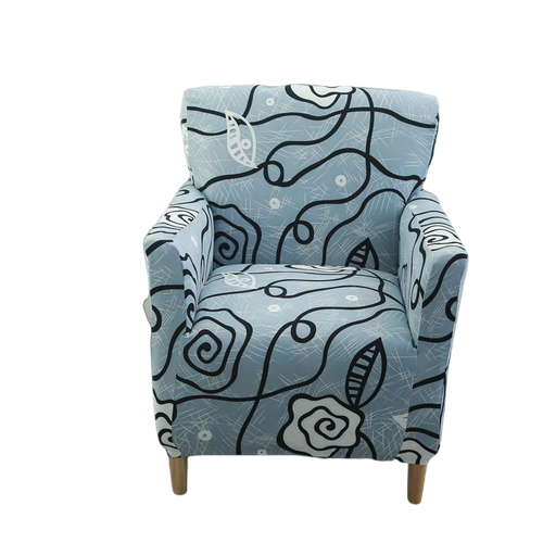 Housse fauteuil Scandinave <br> Fleurie Bleue