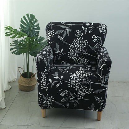Housse fauteuil Scandinave <br> Fleurie Noir et Blanc