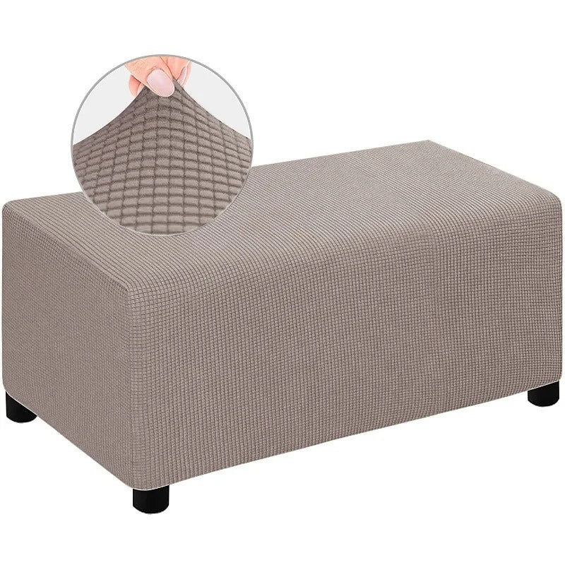 Housse de Pouf Rectangulaire Jacquard Beige