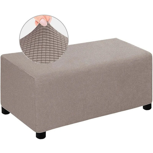 Housse de Pouf Rectangulaire Jacquard Beige
