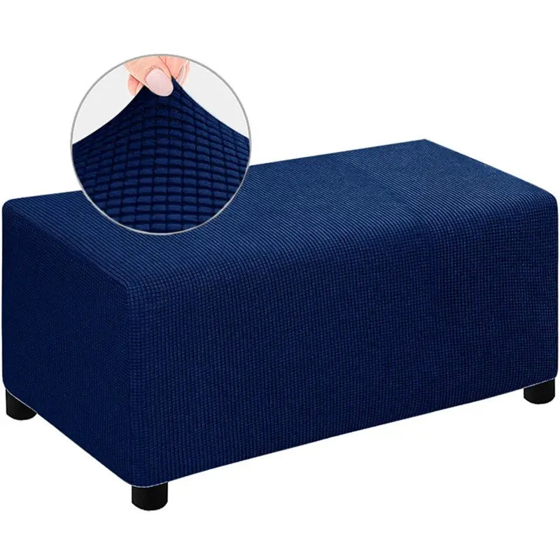 Housse de Pouf Rectangulaire Jacquard Bleu Marine