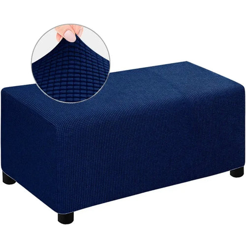 Housse de Pouf Rectangulaire Jacquard Bleu Marine