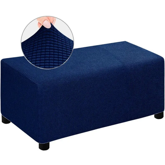 Housse de Pouf Rectangulaire Jacquard Bleu Marine
