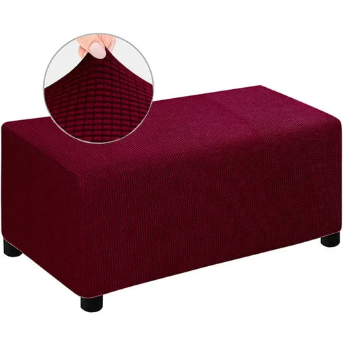 Housse de Pouf Rectangulaire Jacquard Bordeaux