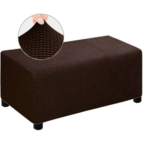 Housse de Pouf Rectangulaire Jacquard Brun Foncé