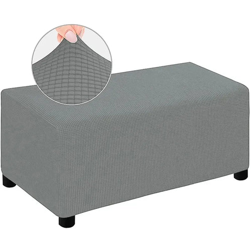 Housse de Pouf Rectangulaire Jacquard Gris Clair